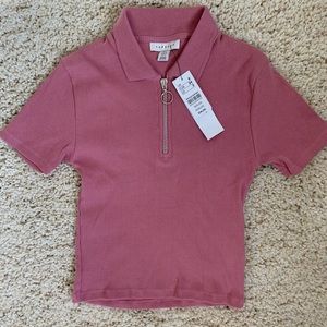 Pink collared Topshop top